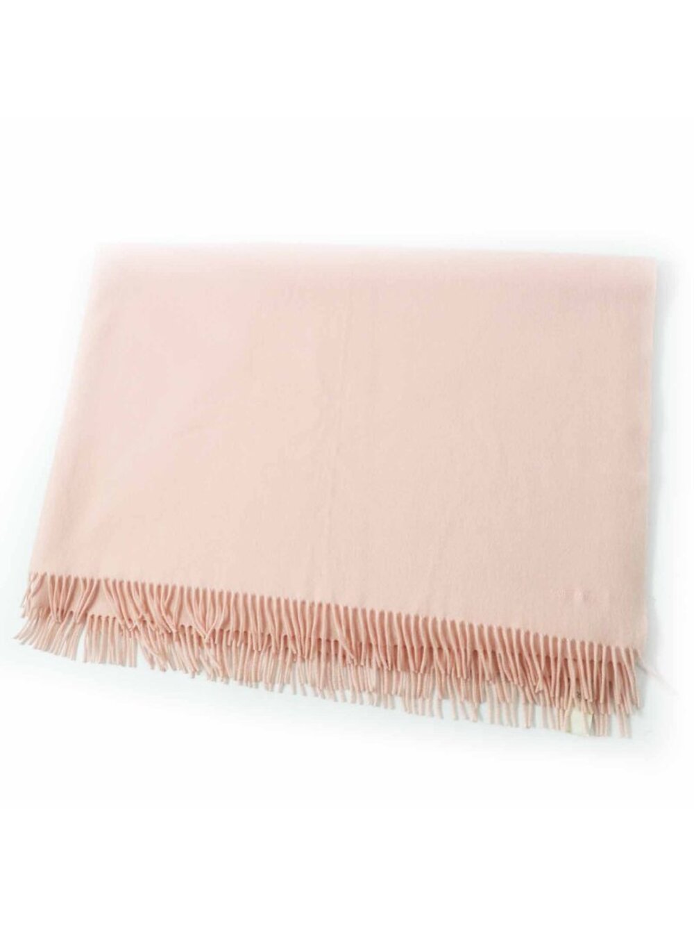 Hermes Cashmere 100% Logo Embroidery Extra Large Shawl with Fringe Baby Pink